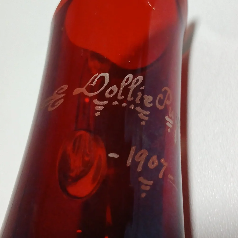 Ruby Red Stain Flash Glass Creamer to Clear Glass Handle Vintage 1907 - Picture 2 of 11